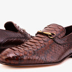 The Viper Brown Snake Skin Leather Bit Loafer Men Shoe