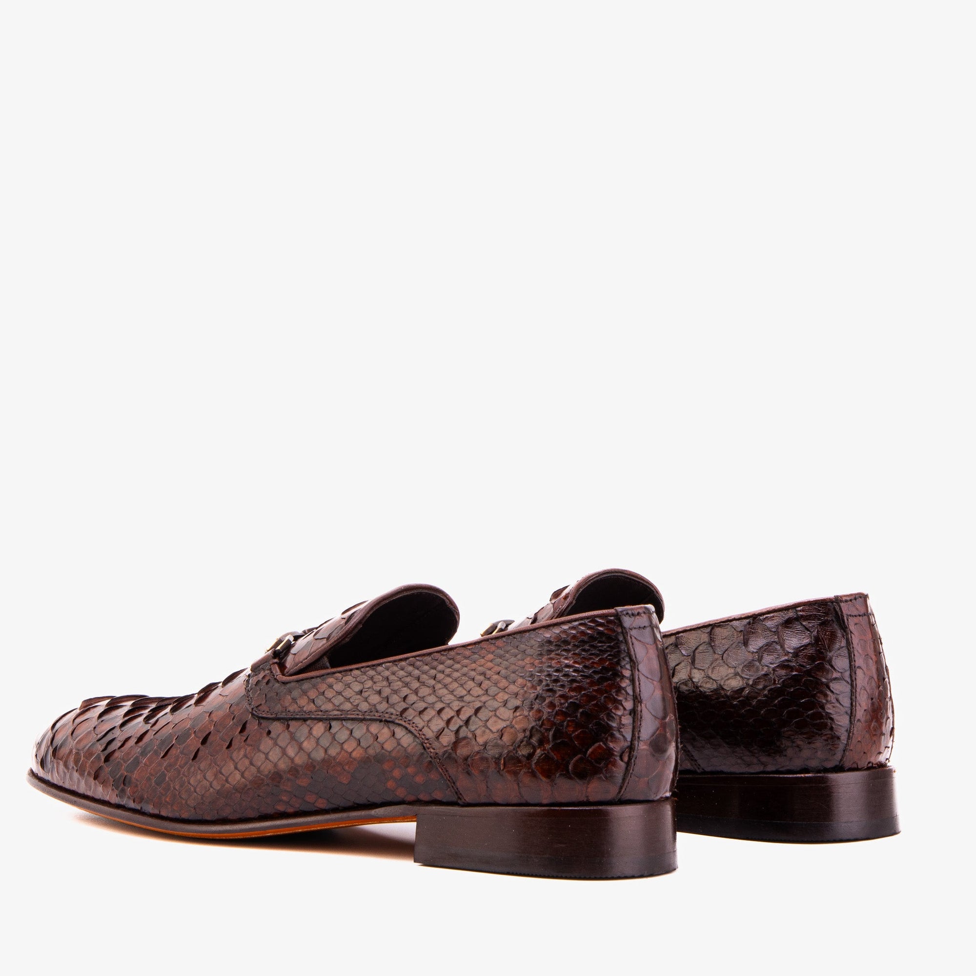 The Viper Brown Snake Skin Leather Bit Loafer Men Shoe