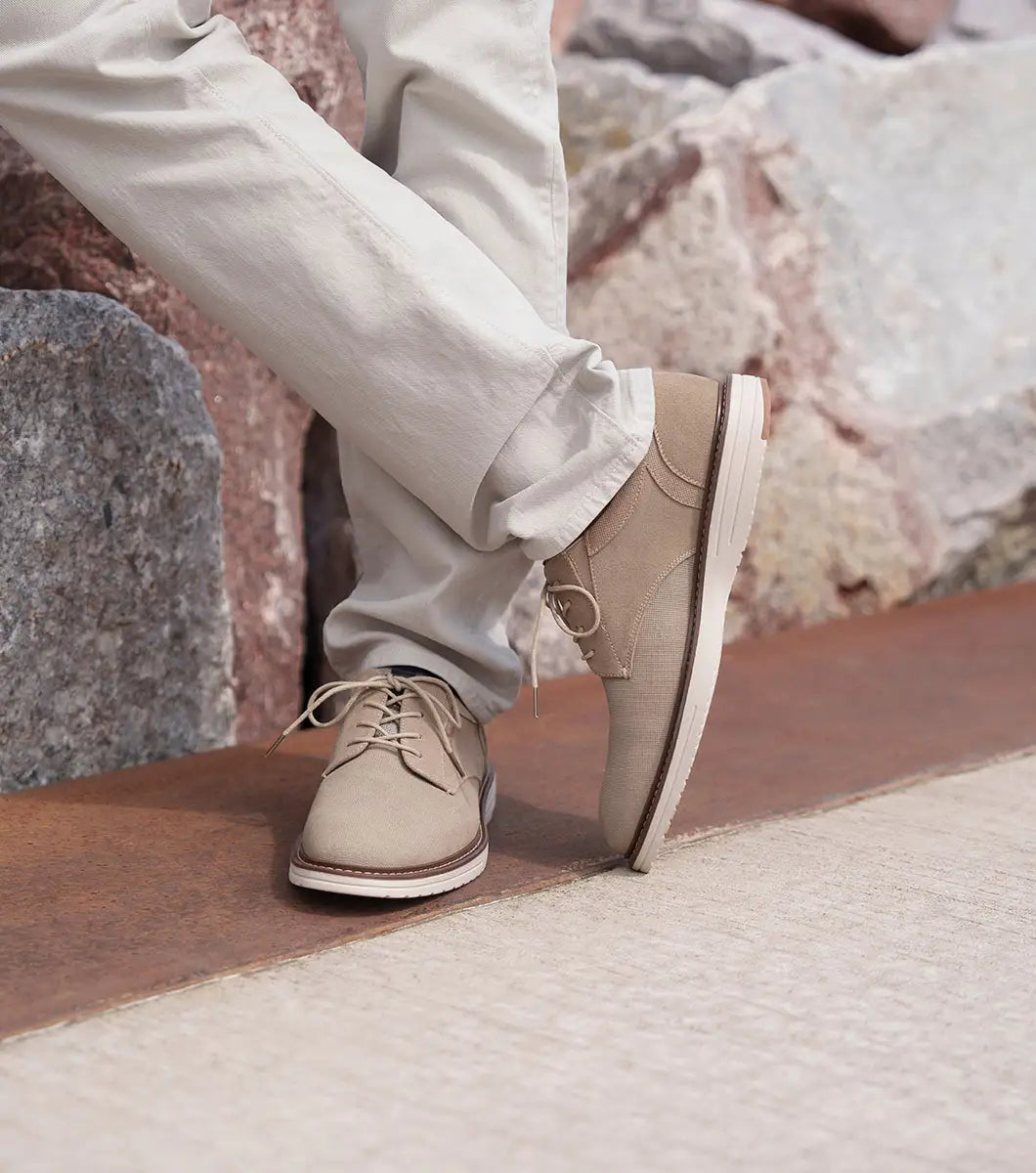 Nunn Bush Griff Suede Plain Toe Oxford Casual Shoes Stone 85107-275