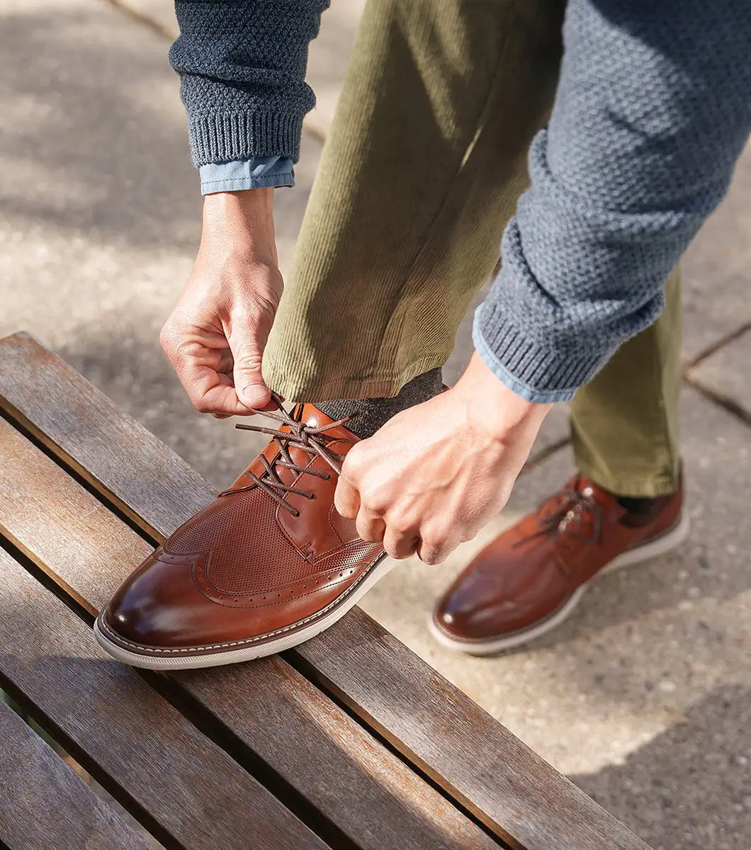 Nunn Bush Chase Wingtip Oxford Walking Shoes Cognac Multi 85128-229