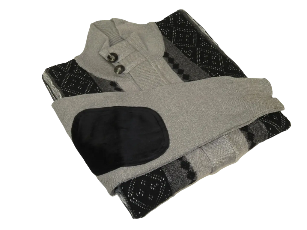 Men's Fancy European Sweater Jacket By Silversilk Fashionable 11007 Gray