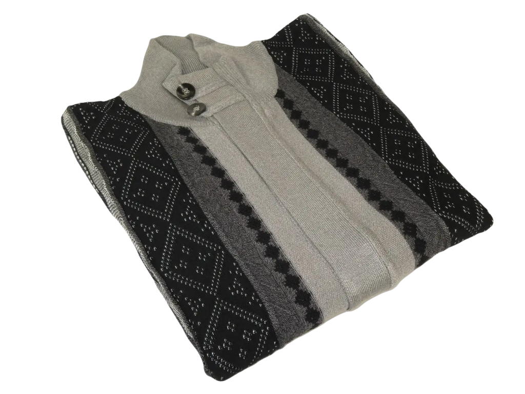 Men's Fancy European Sweater Jacket By Silversilk Fashionable 11007 Gray