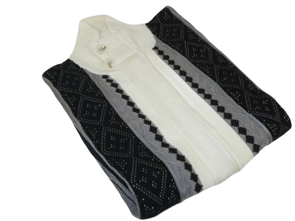 Men's Fancy European Sweater Jacket By Silversilk Fashionable 11007 Cream