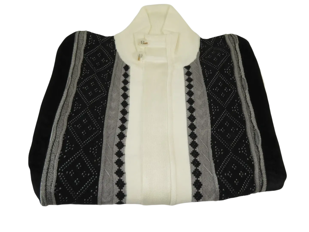 Men's Fancy European Sweater Jacket By Silversilk Fashionable 11007 Cream