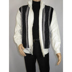 Men's Fancy European Sweater Jacket By Silversilk Fashionable 11007 Cream