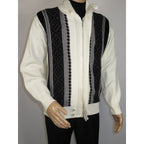 Men's Fancy European Sweater Jacket By Silversilk Fashionable 11007 Cream