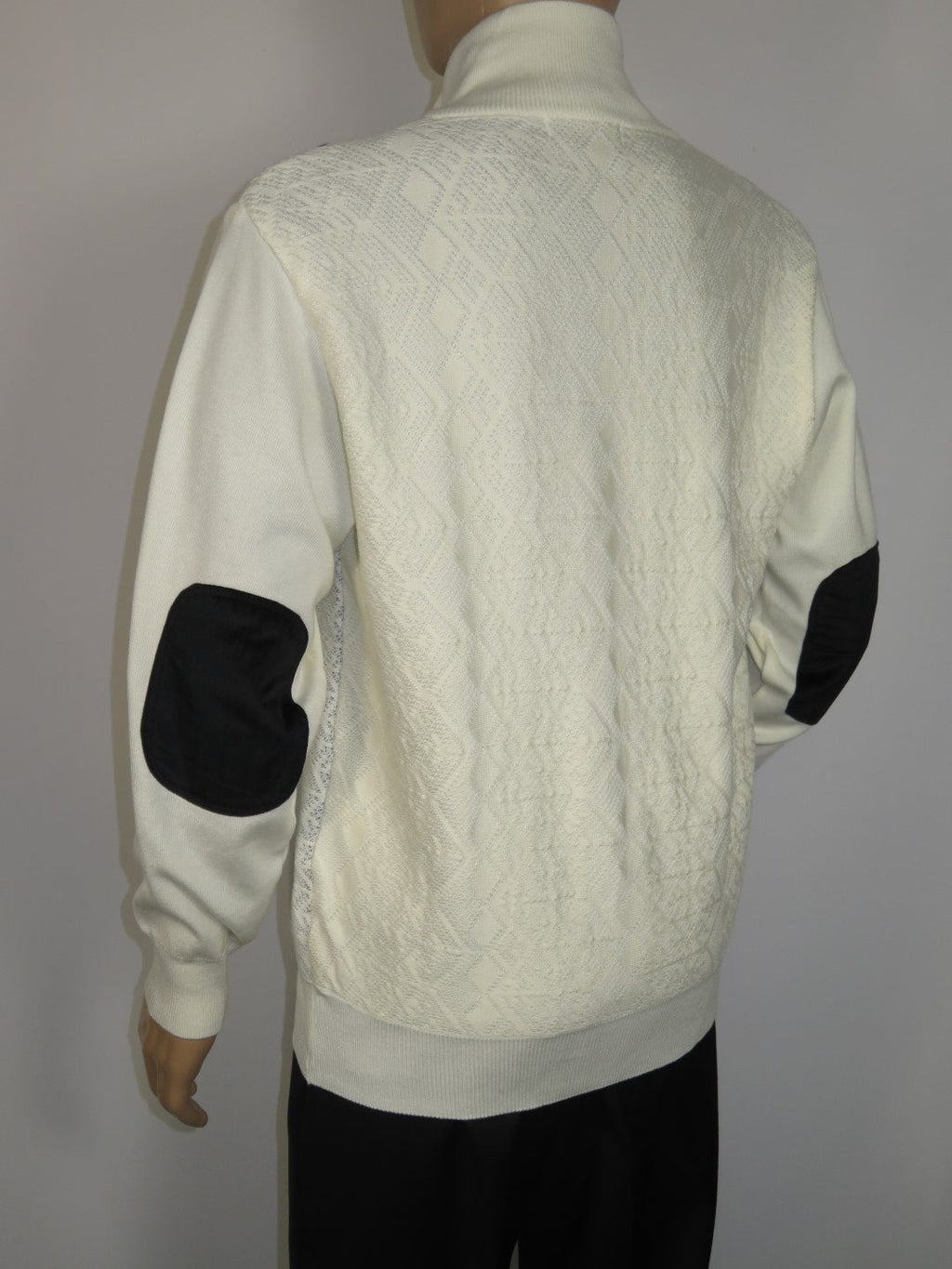 Men's Fancy European Sweater Jacket By Silversilk Fashionable 11007 Cream