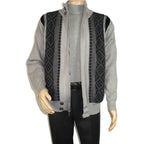Men's Fancy European Sweater Jacket By Silversilk Fashionable 11007 Gray