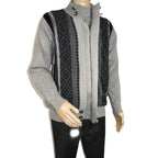Men's Fancy European Sweater Jacket By Silversilk Fashionable 11007 Gray