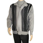 Men's Fancy European Sweater Jacket By Silversilk Fashionable 11007 Gray