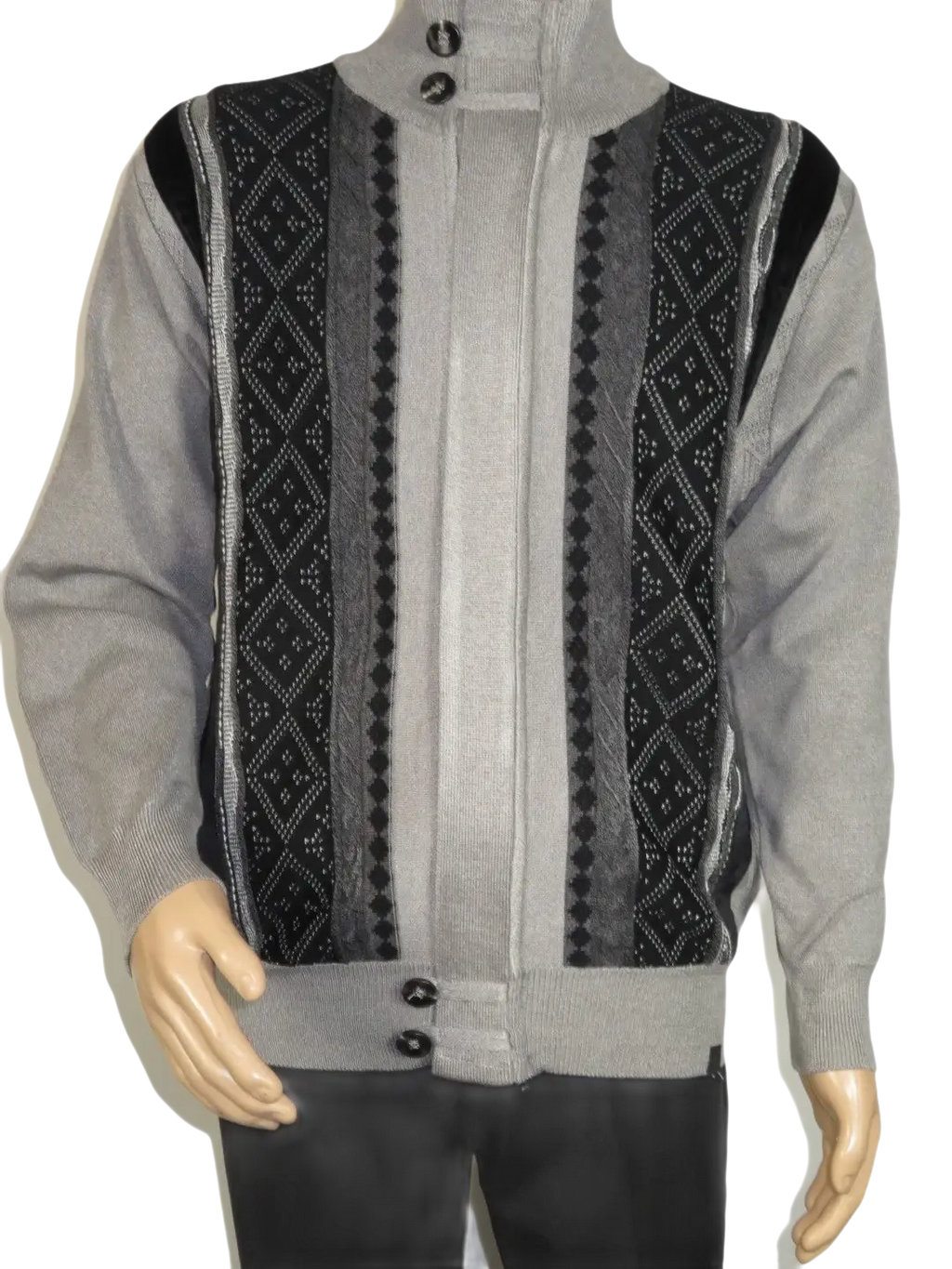 Men's Fancy European Sweater Jacket By Silversilk Fashionable 11007 Gray