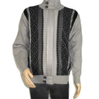 Men's Fancy European Sweater Jacket By Silversilk Fashionable 11007 Gray
