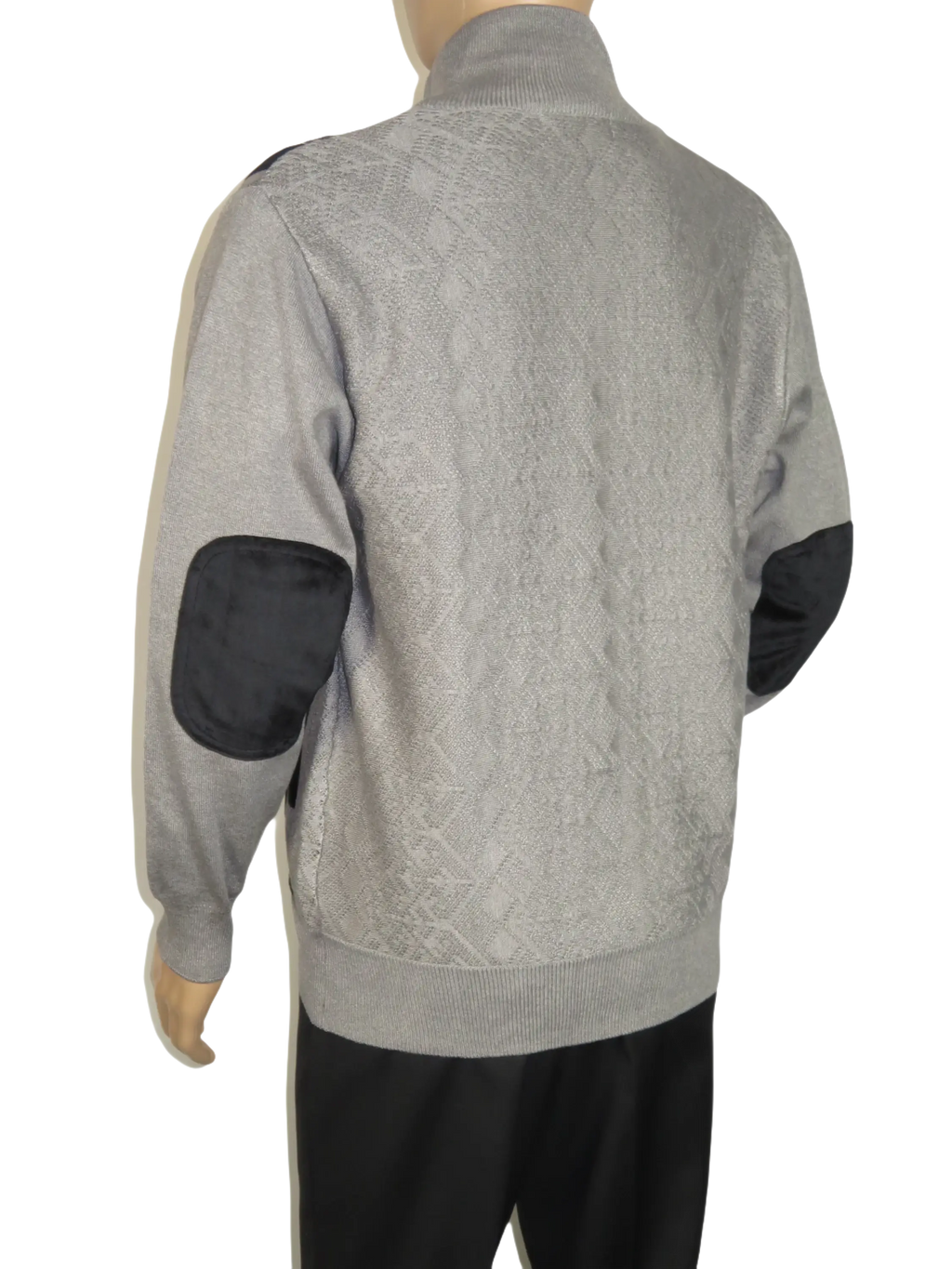 Men's Fancy European Sweater Jacket By Silversilk Fashionable 11007 Gray