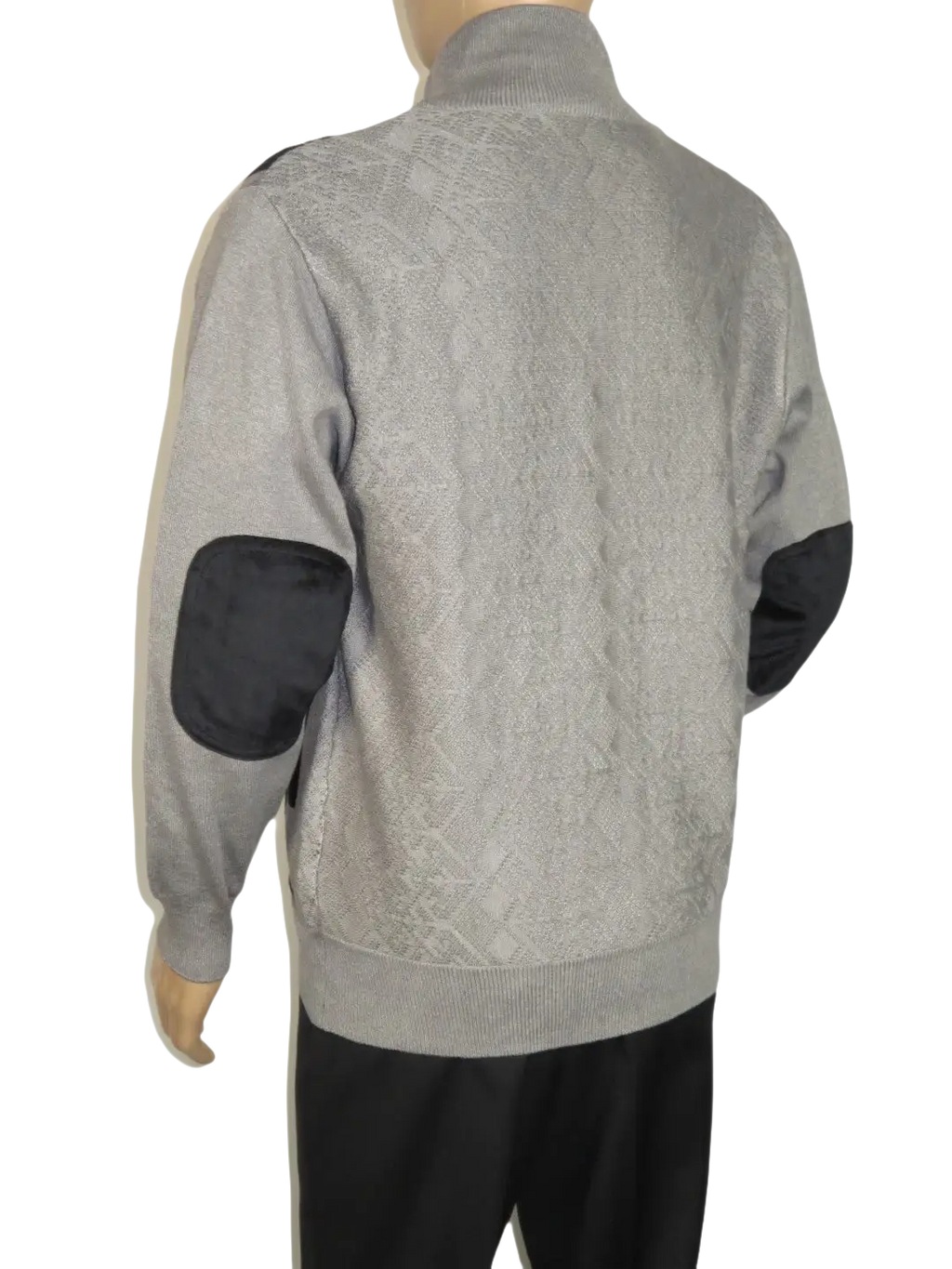 Men's Fancy European Sweater Jacket By Silversilk Fashionable 11007 Gray