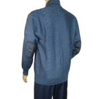 Men's Fancy European Sweater Jacket By Silversilk Fashionable 11007 Indigo Blue