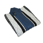 Men's Fancy European Sweater Jacket By Silversilk Fashionable 11007 Indigo Blue