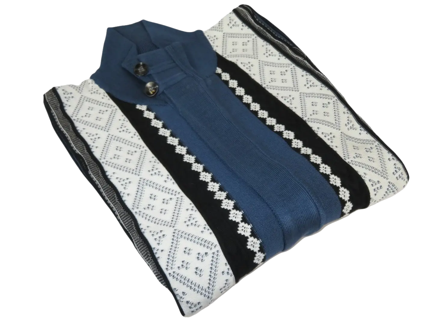 Men's Fancy European Sweater Jacket By Silversilk Fashionable 11007 Indigo Blue