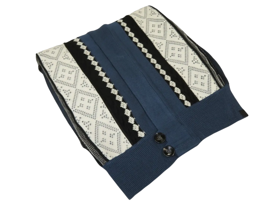 Men's Fancy European Sweater Jacket By Silversilk Fashionable 11007 Indigo Blue