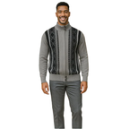 Men's Fancy European Sweater Jacket By Silversilk Fashionable 11007 Gray