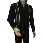 Men's Fancy European Sweater Jacket By Silversilk Fashionable 11009 Black