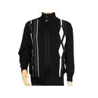 Men's Fancy European Sweater Jacket By Silversilk Fashionable 11009 Black