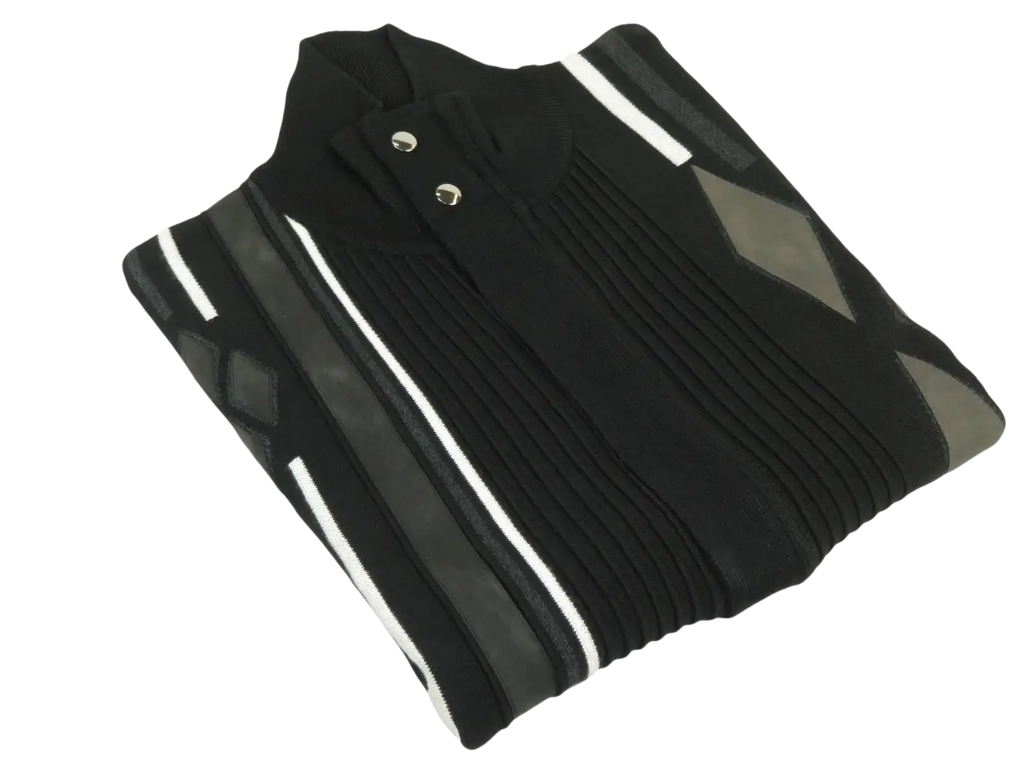 Men's Fancy European Sweater Jacket By Silversilk Fashionable 11009 Black