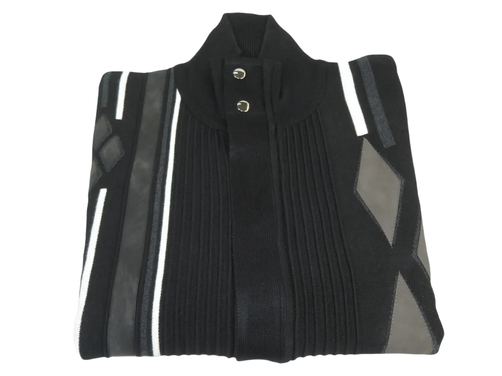 Men's Fancy European Sweater Jacket By Silversilk Fashionable 11009 Black