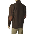 Men's Fancy European Sweater Jacket By Silversilk Fashionable 11009 Brown