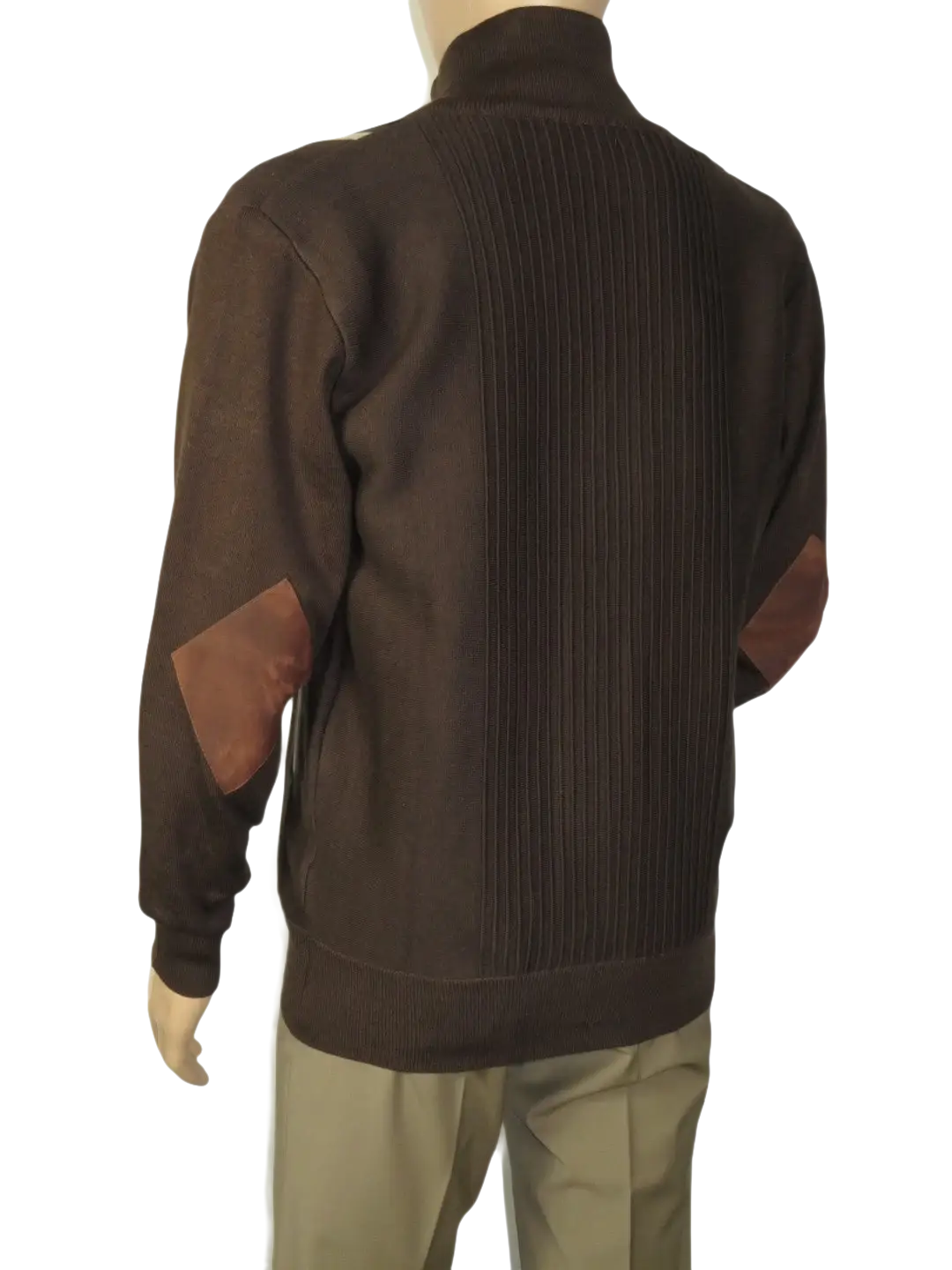 Men's Fancy European Sweater Jacket By Silversilk Fashionable 11009 Brown