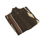 Men's Fancy European Sweater Jacket By Silversilk Fashionable 11009 Brown
