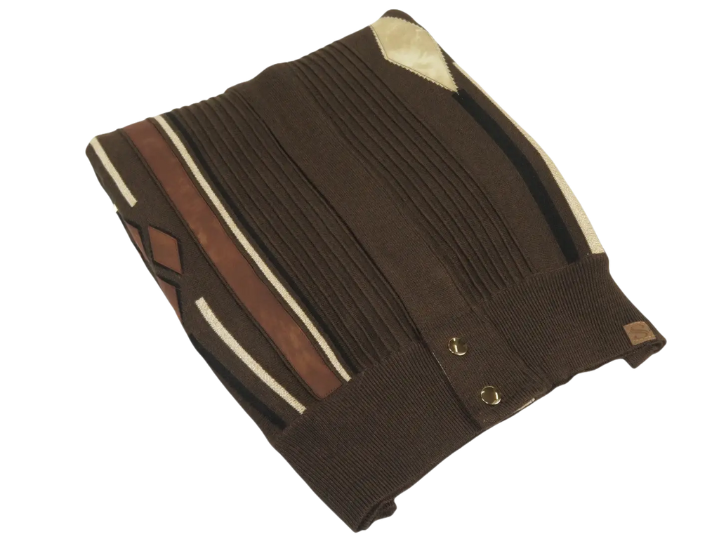 Men's Fancy European Sweater Jacket By Silversilk Fashionable 11009 Brown