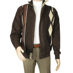 Men's Fancy European Sweater Jacket By Silversilk Fashionable 11009 Brown