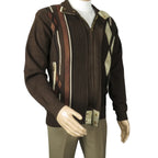 Men's Fancy European Sweater Jacket By Silversilk Fashionable 11009 Brown
