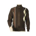 Men's Fancy European Sweater Jacket By Silversilk Fashionable 11009 Brown