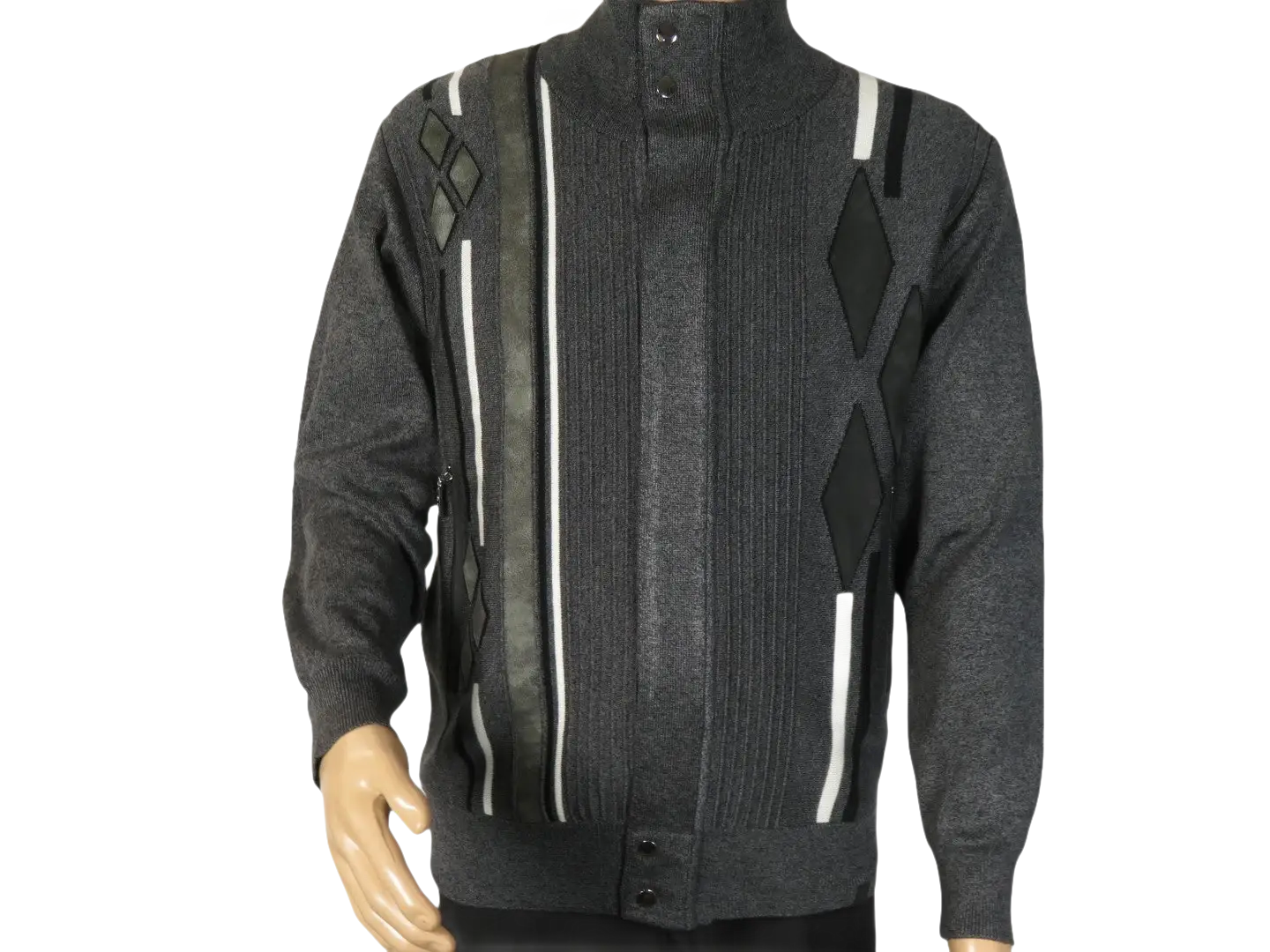 Men's Fancy European Sweater Jacket By Silversilk Fashionable 11009 Gray
