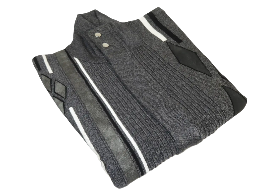 Men's Fancy European Sweater Jacket By Silversilk Fashionable 11009 Gray