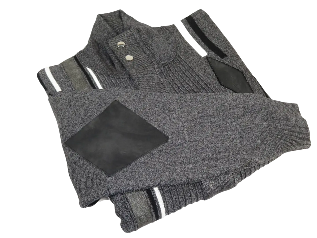 Men's Fancy European Sweater Jacket By Silversilk Fashionable 11009 Gray