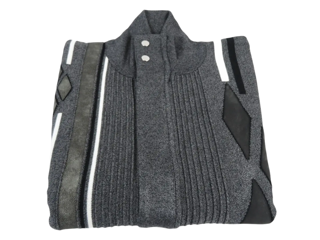 Men's Fancy European Sweater Jacket By Silversilk Fashionable 11009 Gray