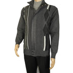 Men's Fancy European Sweater Jacket By Silversilk Fashionable 11009 Gray