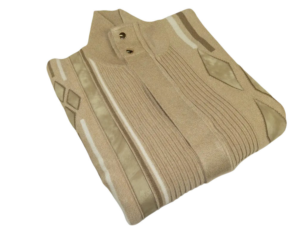 Men's Fancy European Sweater Jacket By Silversilk Fashionable 11009 Tan