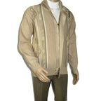 Men's Fancy European Sweater Jacket By Silversilk Fashionable 11009 Tan