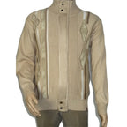 Men's Fancy European Sweater Jacket By Silversilk Fashionable 11009 Tan