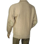 Men's Fancy European Sweater Jacket By Silversilk Fashionable 11009 Tan