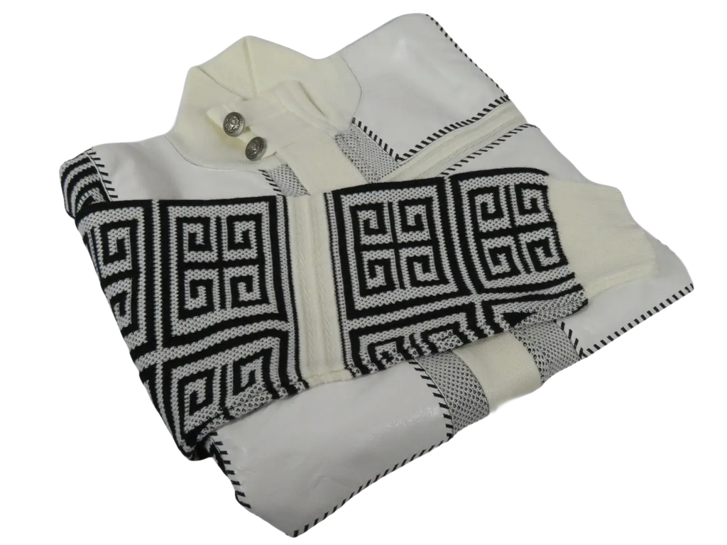 Men's Fancy European Sweater Jacket By Silversilk Fashionable 11012 Cream