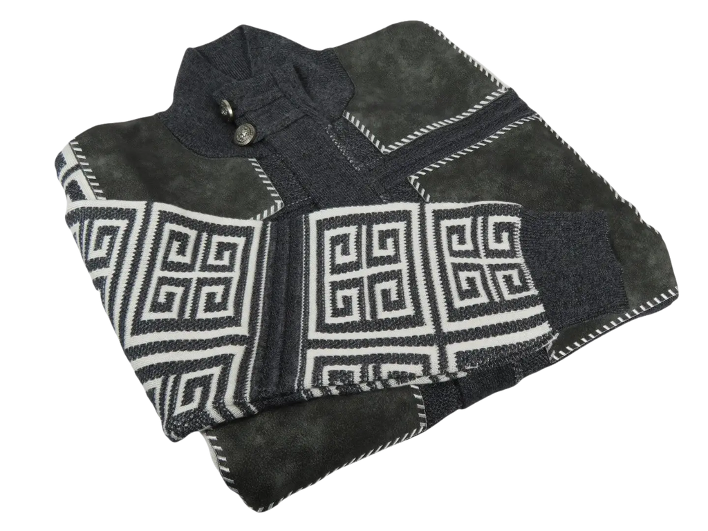 Men's Fancy European Sweater Jacket By Silversilk Fashionable 11012 Gray