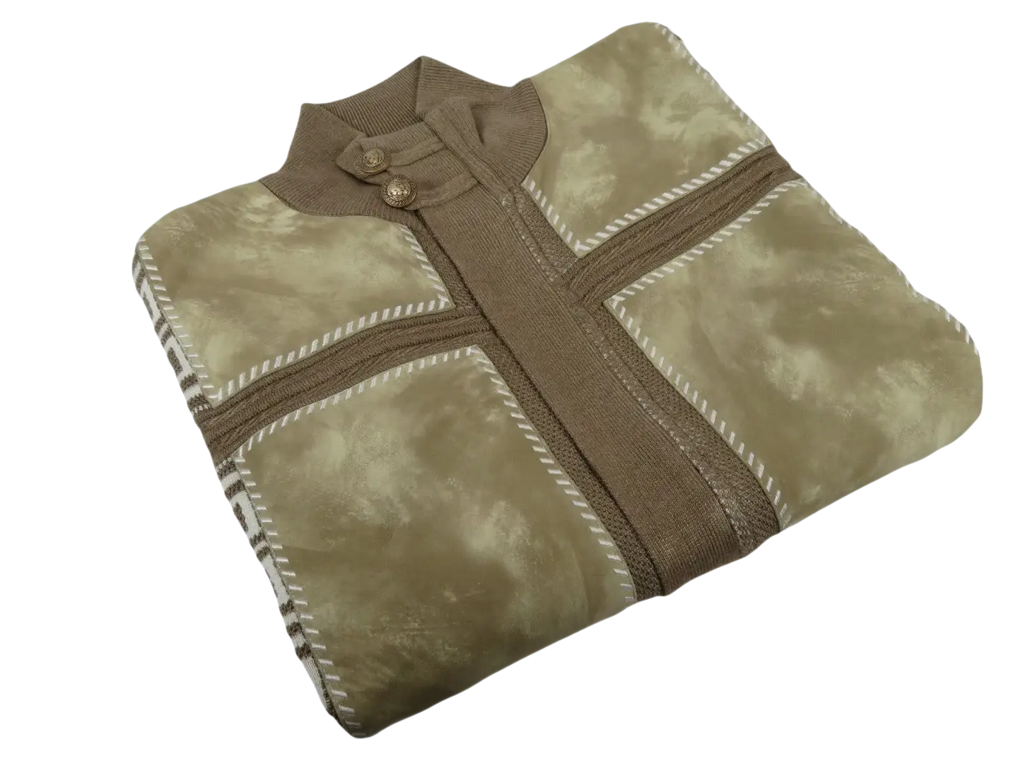 Men's Fancy European Sweater Jacket By Silversilk Fashionable 11012 Tan