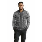 Men's Fancy European Sweater Jacket By Silversilk Fashionable 11012 Gray