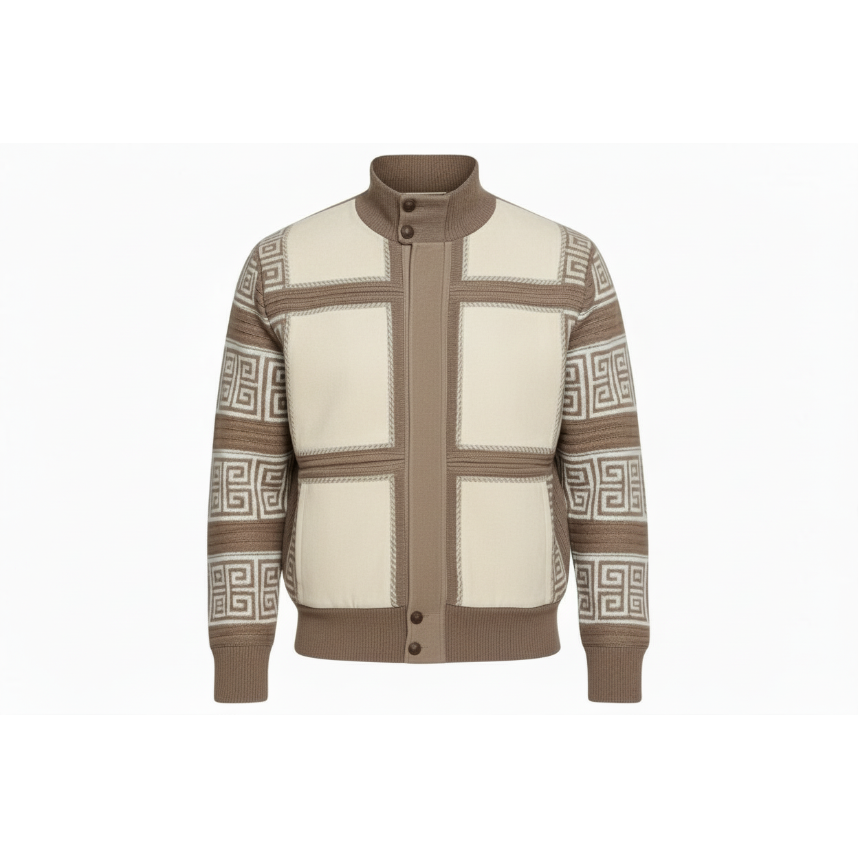 Men's Fancy European Sweater Jacket By Silversilk Fashionable 11012 Tan