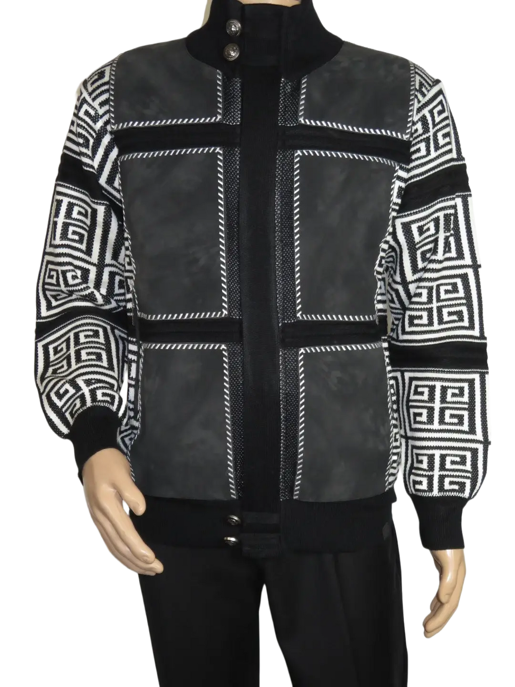 Men's Fancy European Sweater Jacket By Silversilk Fashionable 11012 Black
