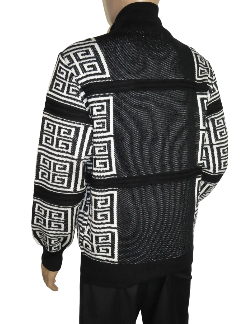 Men's Fancy European Sweater Jacket By Silversilk Fashionable 11012 Black